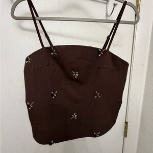 Chic Embellished Brown Camisole